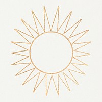 Gold sun with ray line art design element