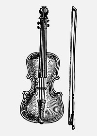 Vintage European style violin engraving vector