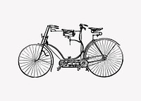 Vintage tandem bicycle engraving illustration