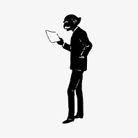 Elderly scholar silhouette illustration vector