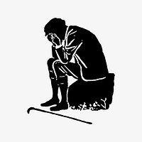 Crying man in silhouette illustration vector