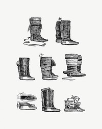 Eskimo shoes and boots set illustration