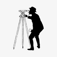 Man looking in a telescope silhouette illustration vector