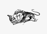 Tiger attacking a man illustration vector