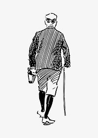 Back side of a walking man illustration vector