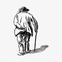 Elderly man&#39;s back illustration vector