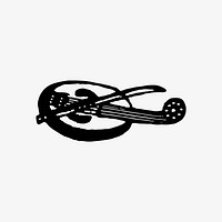 Oval three strings fiddle drawing vector