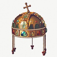 Hungarian holy crown from The Torten Of The Hungarian Nation. Edited by <a href="https://www.rawpixel.com/search/Szil%C3%A1gyi%20S.?sort=curated&amp;page=1">Szil&aacute;gyi S.</a> (1895). Original from the British Library. Digitally enhanced by rawpixel.