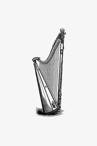 Harp from The Literary Remains Of The Rev. Thomas Price published by <a href="https://www.rawpixel.com/search/Llandovery?sort=curated&amp;page=1">Llandovery</a> (1854). Original from the British Library. Digitally enhanced by rawpixel.