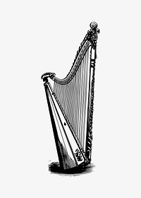 Vintage harp illustration vector