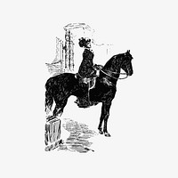 Lady on a horseback illustration vector