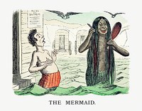 The mermaid from Un-Natural History Not Taught In Bored Schools, etc published by <a href="https://www.rawpixel.com/search/Simpkin%2C%20Marshall%20%26%20Co?sort=curated&amp;page=1">Simpkin, Marshall &amp; Co</a>. (1883). Original from the British Library. Digitally enhanced by rawpixel.