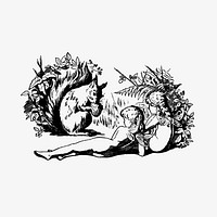 Squirrel and forest nymphs illustration vector