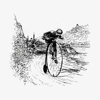 Big wheel cyclist illustration vector