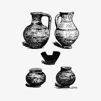 Antique pottery set illustration vector