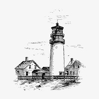 Vintage lighthouse illustration vector