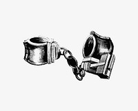 Vintage handcuffs illustration vector
