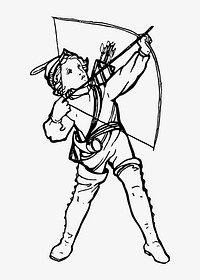 Vintage Victorian style boy with arrow and bow engraving vector