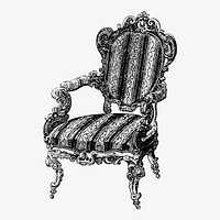 Vintage Victorian style chair engraving vector