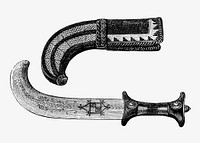 Vintage Victorian style dagger engraving vector