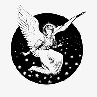 Vintage Victorian style angel engraving vector