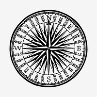 Vintage Victorian style compass engraving vector