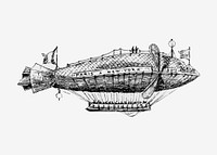 Vintage Victorian style airship engraving vector
