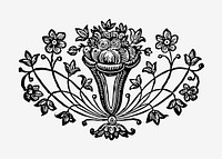 Vintage Victorian style flowers in a vase engraving vector