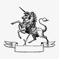Vintage Victorian style unicorn engraving vector