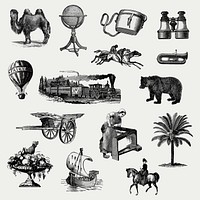 Collection of vintage European style vector