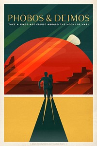 Travel Poster: Phobos and Deimos (2015). Adventure awaits! Explore Mars&rsquo; Ultimate Vacation Destinations. Original from Official SpaceX Photos. Digitally enhanced by rawpixel.