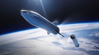 Artist Illustration of BFR at stage separation (2018). Original from Official SpaceX Photos. Digitally enhanced by rawpixel.