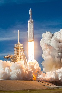Falcon Heavy Demo Mission (2018). Original from Official SpaceX Photos. Digitally enhanced by rawpixel.