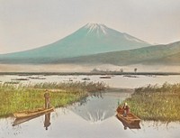 Mount Fuji as Seen from Kashiwabara, hand&ndash;colored albumen silver print from Japan. Described and Illustrated by the Japanese (1897) by <a href="https://www.rawpixel.com/search/Kazumasa%20Ogawa?sort=curated&amp;page=1">Kazumasa Ogawa</a>. Original from the J. Paul Getty Museum. Digitally enhanced by rawpixel.