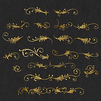 Psd vintage divider gold element set, remix from The Model Book of Calligraphy Joris Hoefnagel and Georg Bocskay 