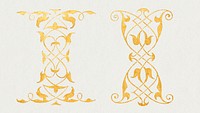 Gold victorian decorative element psd 