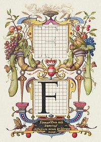 Guide for Constructing the Letter F from Mira Calligraphiae Monumenta or The Model Book of Calligraphy (1561&ndash;1596) by Georg Bocskay and Joris Hoefnagel. Original from The Getty. Digitally enhanced by rawpixel. 