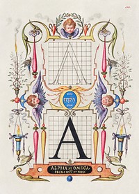 Guide for Constructing the Letter A from Mira Calligraphiae Monumenta or The Model Book of Calligraphy (1561&ndash;1596) by Georg Bocskay and Joris Hoefnagel. Original from The Getty. Digitally enhanced by rawpixel. 