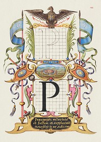 Guide for Constructing the Letter P from Mira Calligraphiae Monumenta or The Model Book of Calligraphy (1561&ndash;1596) by Georg Bocskay and Joris Hoefnagel. Original from The Getty. Digitally enhanced by rawpixel. 