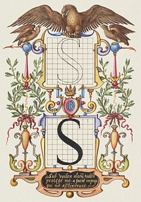 Guide for Constructing the Letter S from Mira Calligraphiae Monumenta or The Model Book of Calligraphy (1561&ndash;1596) by Georg Bocskay and Joris Hoefnagel. Original from The Getty. Digitally enhanced by rawpixel. 