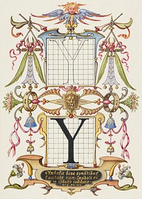 Guide for Constructing the Letter Y from Mira Calligraphiae Monumenta or The Model Book of Calligraphy (1561–1596) by Georg Bocskay and Joris Hoefnagel. Original from The Getty. Digitally enhanced by rawpixel. 