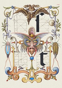 Guide for Constructing the Letters s and t from Mira Calligraphiae Monumenta or The Model Book of Calligraphy (1561&ndash;1596) by Georg Bocskay and Joris Hoefnagel. Original from The Getty. Digitally enhanced by rawpixel. 