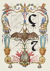 Guide for Constructing the Letters &ccedil; and tironian et from Mira Calligraphiae Monumenta or The Model Book of Calligraphy (1561&ndash;1596) by Georg Bocskay and Joris Hoefnagel. Original from The Getty. Digitally enhanced by rawpixel. 