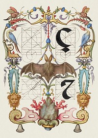 Guide for Constructing the Letters ç and tironian et from Mira Calligraphiae Monumenta or The Model Book of Calligraphy (1561–1596) by Georg Bocskay and Joris Hoefnagel. Original from The Getty. Digitally enhanced by rawpixel. 