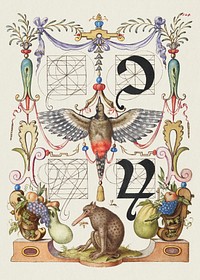 Guide for Constructing the Tironian con and orum from Mira Calligraphiae Monumenta or The Model Book of Calligraphy (1561&ndash;1596) by Georg Bocskay and Joris Hoefnagel. Original from The Getty. Digitally enhanced by rawpixel. 