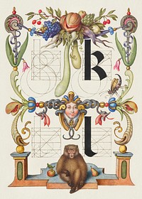Guide for Constructing the Letters k and l from Mira Calligraphiae Monumenta or The Model Book of Calligraphy (1561&ndash;1596) by Georg Bocskay and Joris Hoefnagel. Original from The Getty. Digitally enhanced by rawpixel. 