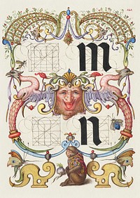 Guide for Constructing the Letters m and n from Mira Calligraphiae Monumenta or The Model Book of Calligraphy (1561&ndash;1596) by Georg Bocskay and Joris Hoefnagel. Original from The Getty. Digitally enhanced by rawpixel. 