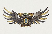Vintage heraldic eagle psd painting