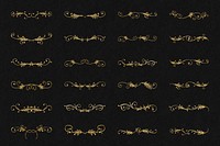 Gold psd vintage divider element set, remix from The Model Book of Calligraphy Joris Hoefnagel and Georg Bocskay