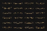 Psd vintage divider gold element set, remix from The Model Book of Calligraphy Joris Hoefnagel and Georg Bocskay